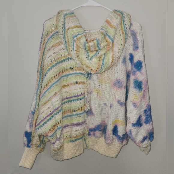 Free people flower child multicolor knit hooded poncho sweater size extra small - Picture 7 of 13